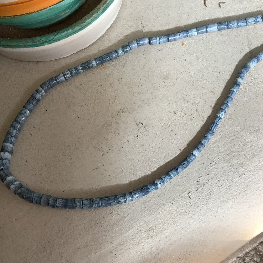 Blue stone Heishi style Beaded Necklace
